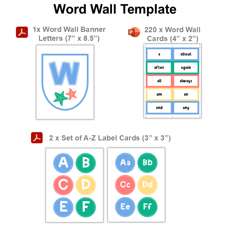 Word Wall Template - Summer Beach | Editable