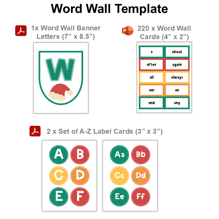 Word Wall Template - Cute Christmas | Editable