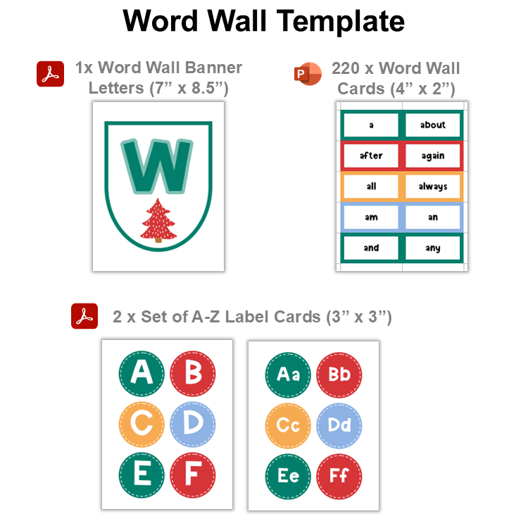 Word Wall Template - Bright Christmas | Editable