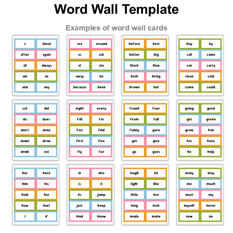Word Wall Template - Colorful Spring | Editable