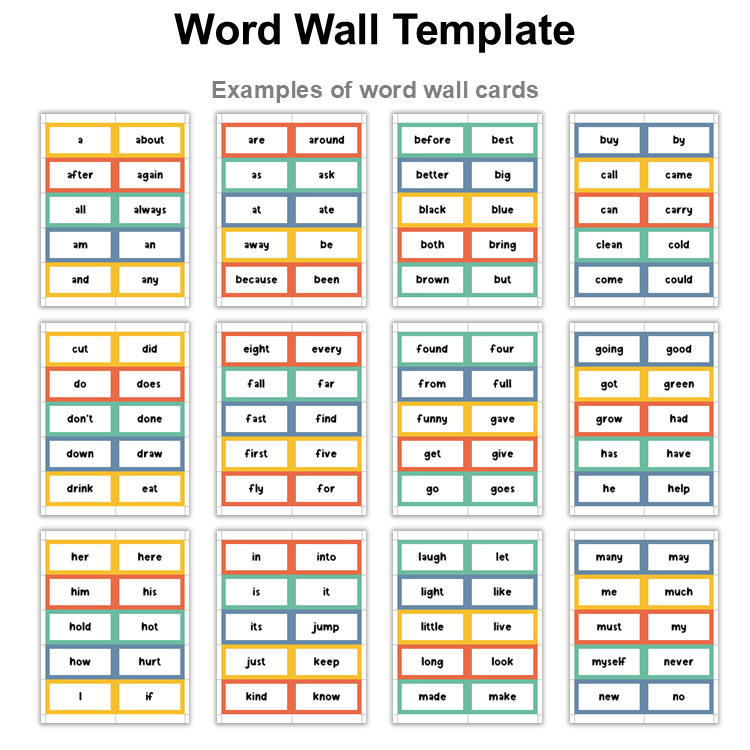 Word Wall Template - Space | Editable