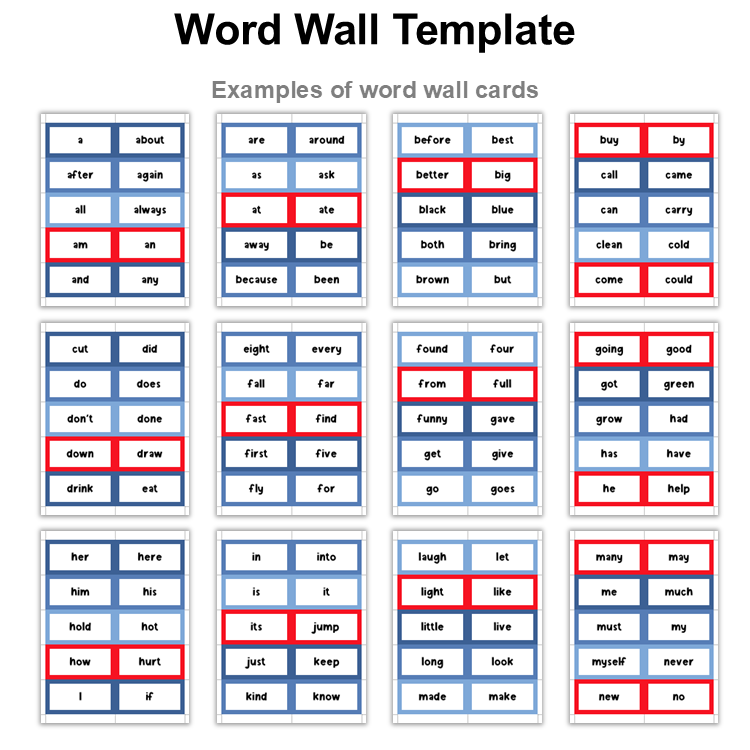 Word Wall Template - Blue Winter | Editable