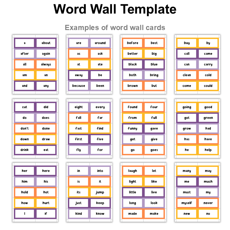 Word Wall Template - Purple Halloween | Editable