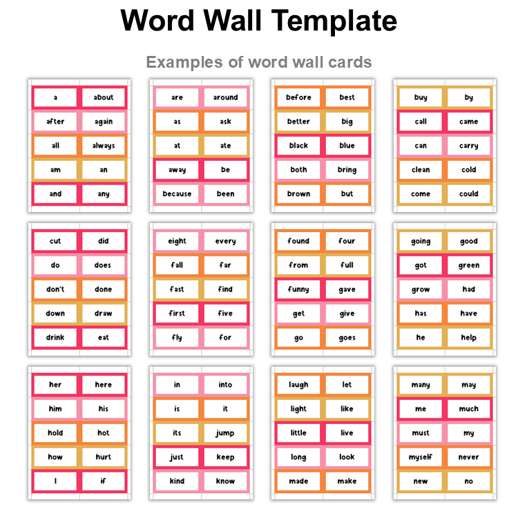 Word Wall Template - Pink Valentine | Editable