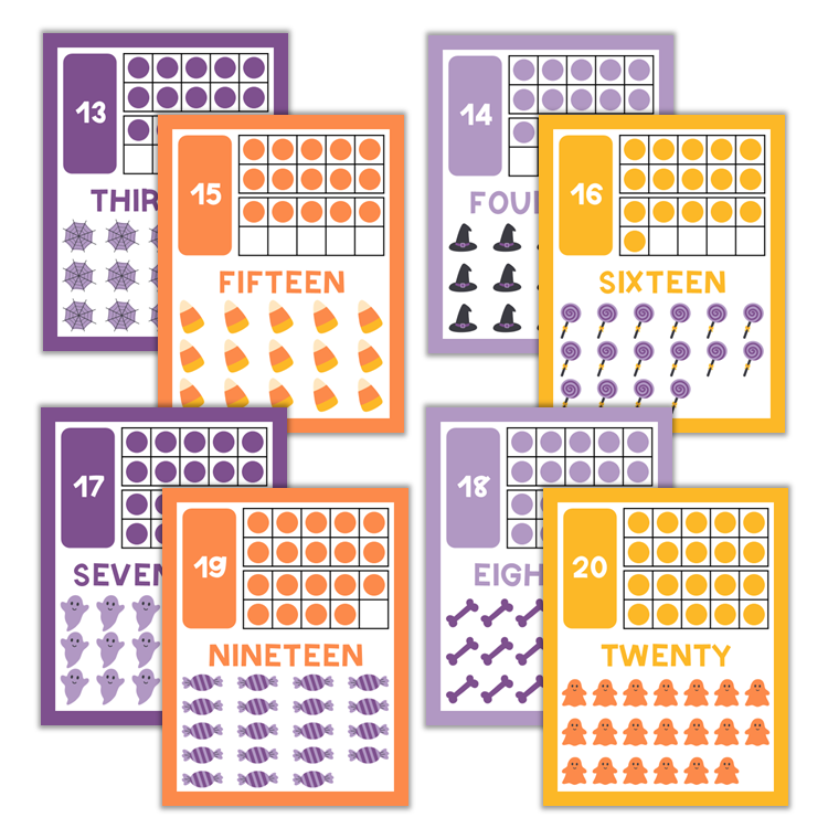 Classroom Number Posters - Purple Halloween
