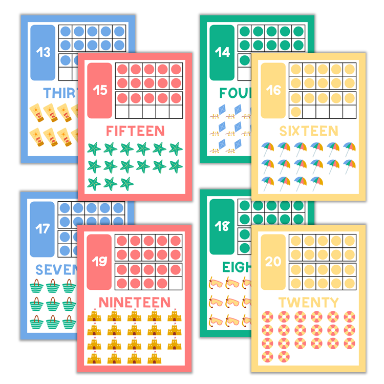 Classroom Number Posters - Summer Beach