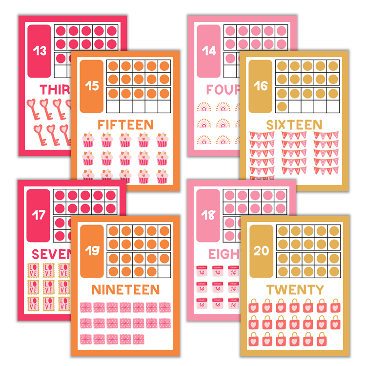 Classroom Number Posters - Pink Valentine
