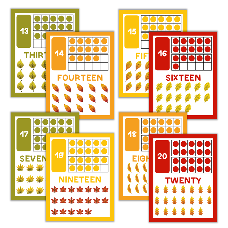 Classroom Number Posters - Autumn Leaves