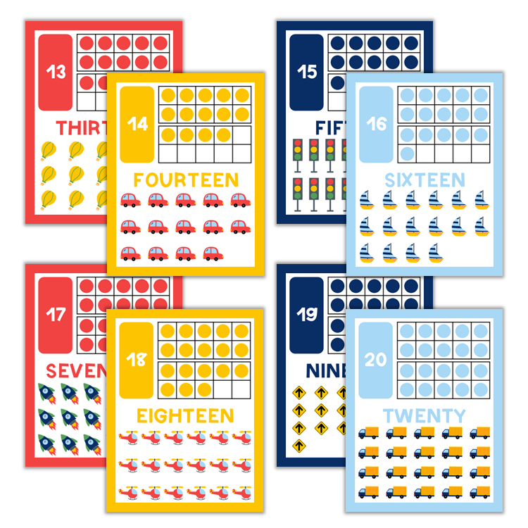 Classroom Number Posters - Cute Transportation