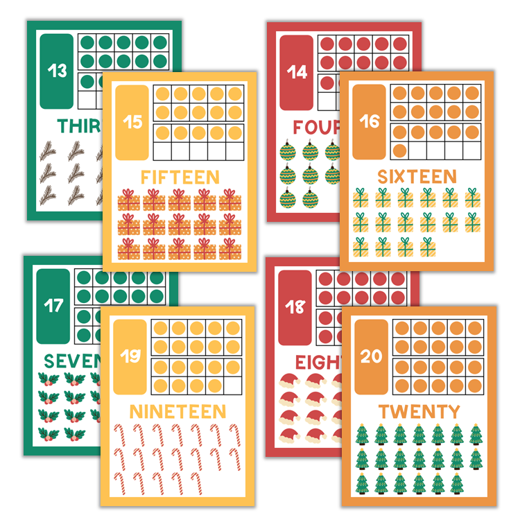 Classroom Number Posters - Cute Christmas