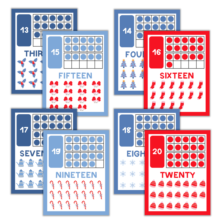 Classroom Number Posters - Blue Winter