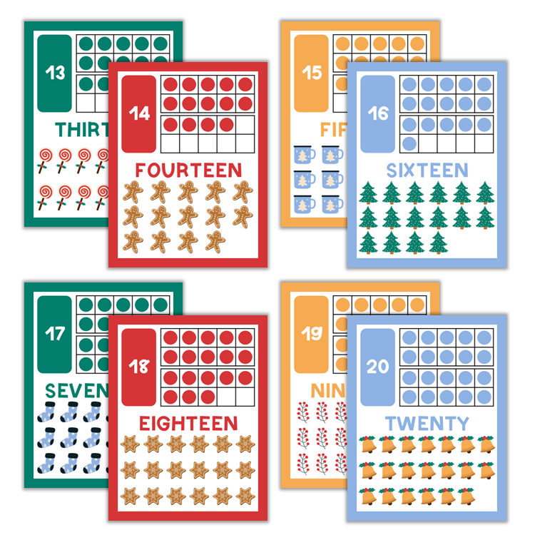 Classroom Number Posters - Bright Christmas