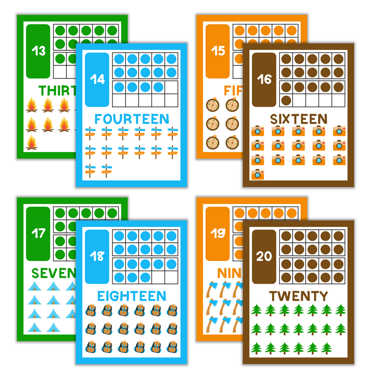 Classroom Number Posters - Camping