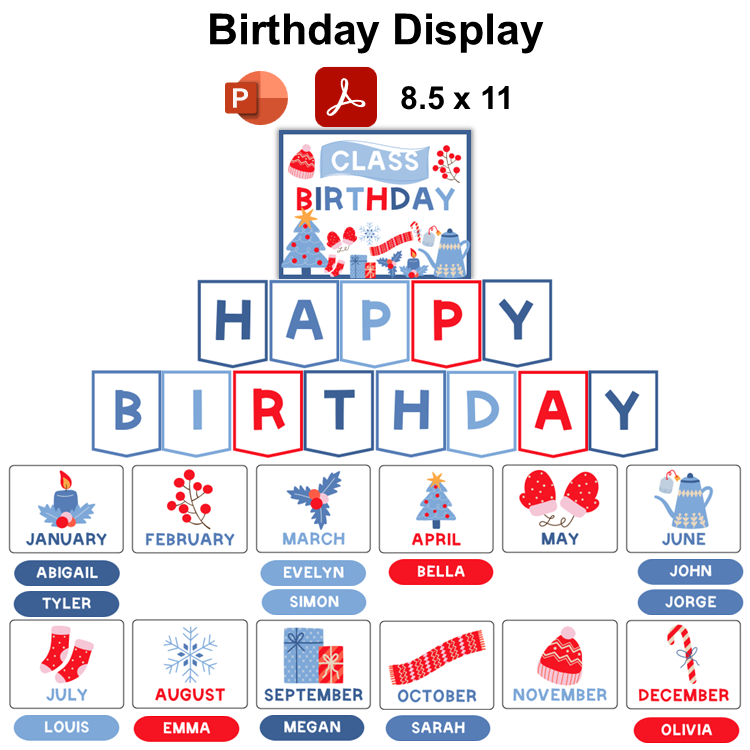 Birthday Display - Blue Winter | Editable