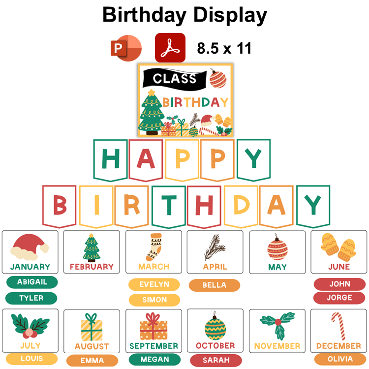 Birthday Display - Cute Christmas | Editable