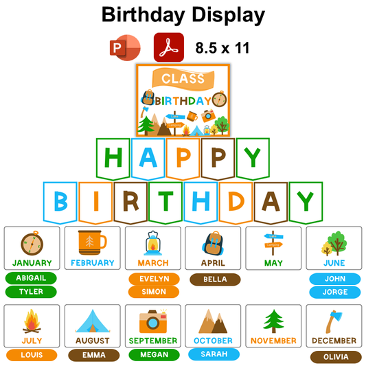 Birthday Display - Camping | Editable