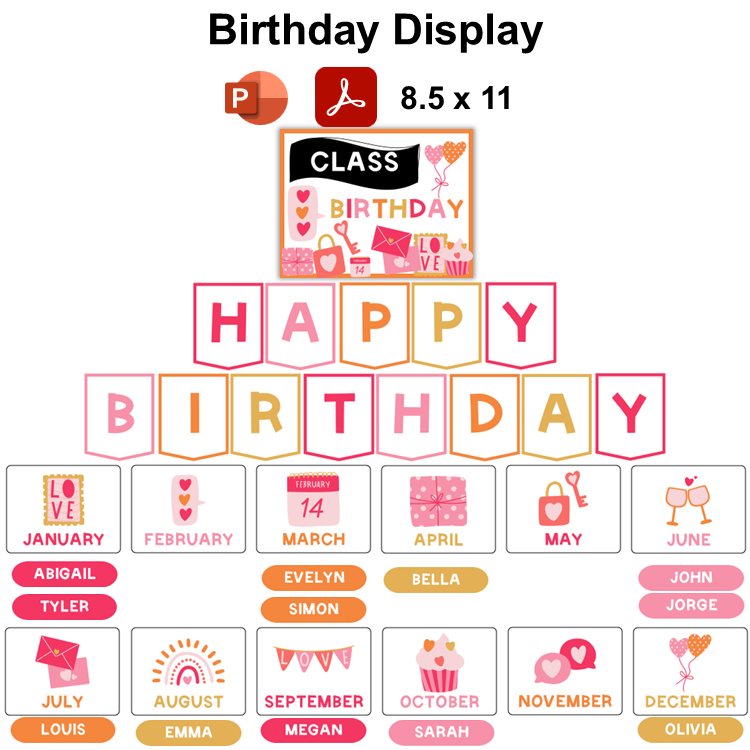 Birthday Display - Pink Valentine | Editable