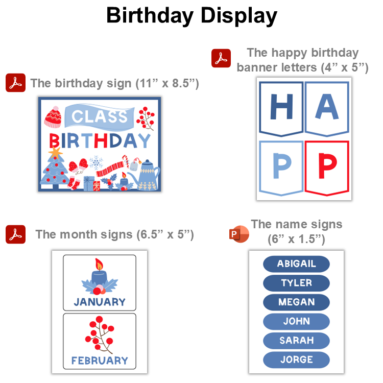 Birthday Display - Blue Winter | Editable