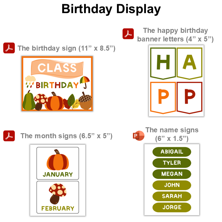 Birthday Display - Hello Fall | Editable