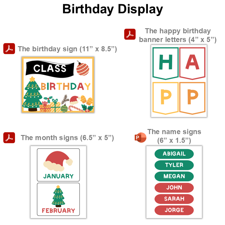 Birthday Display - Cute Christmas | Editable
