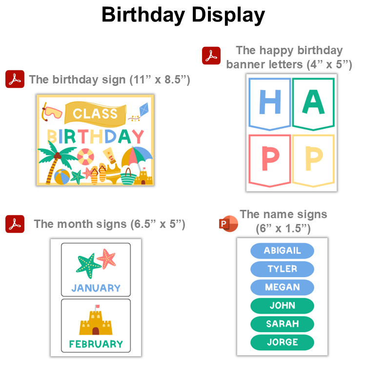 Birthday Display - Summer Beach | Editable