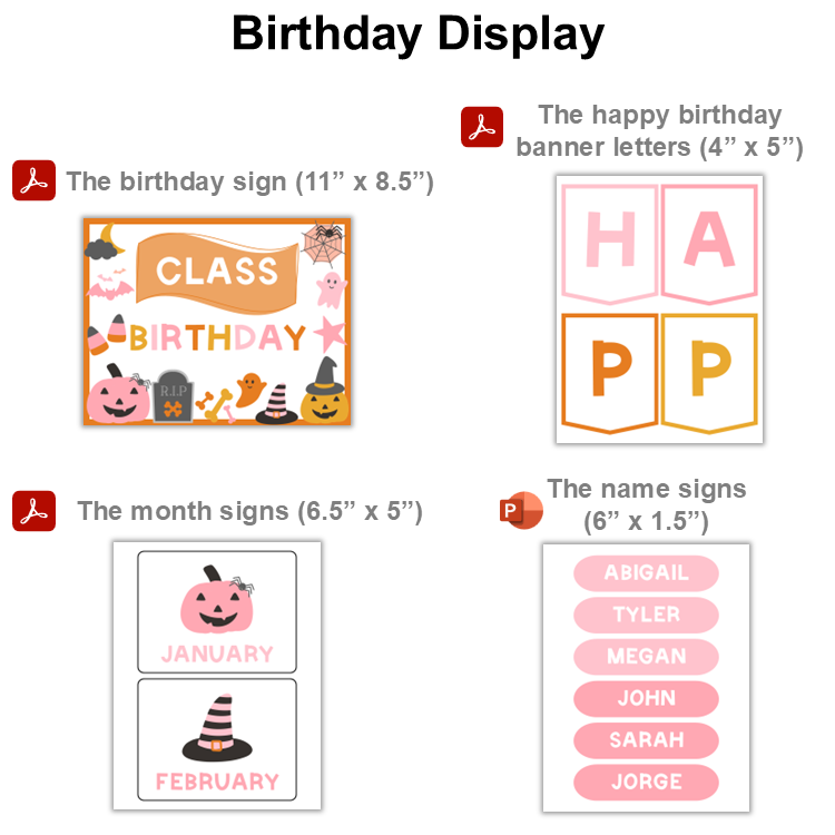 Birthday Display - Pink Halloween | Editable