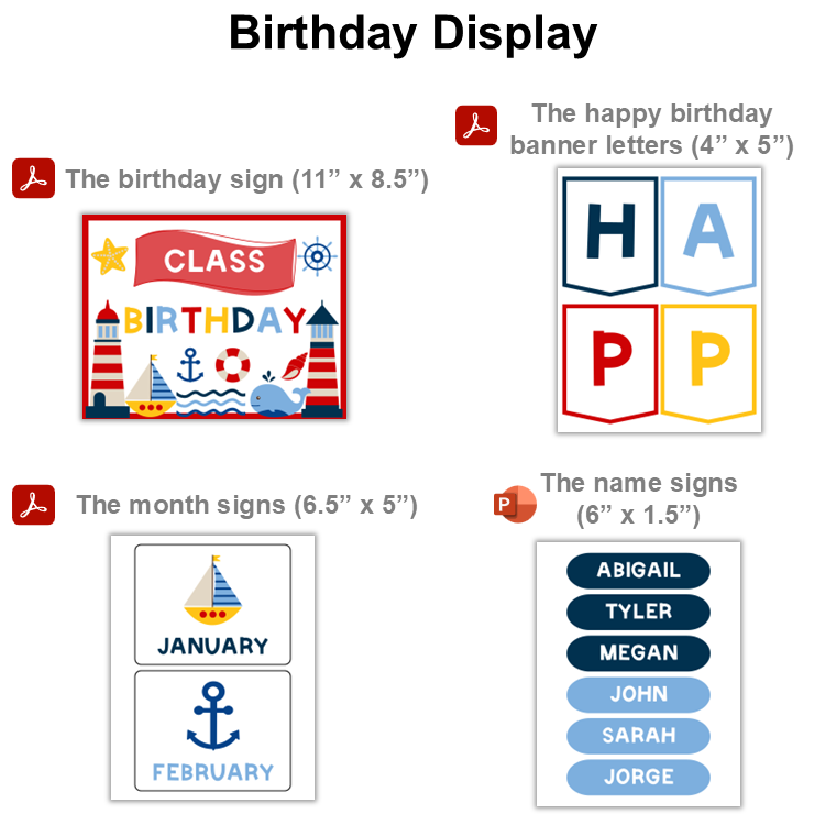 Birthday Display - Nautical | Editable