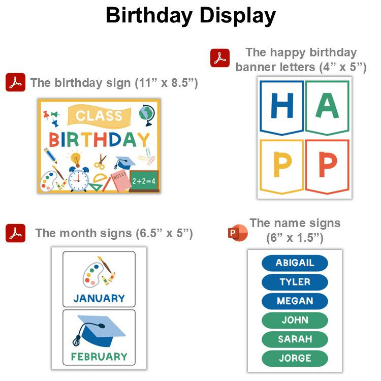Birthday Display - School Supplies | Editable
