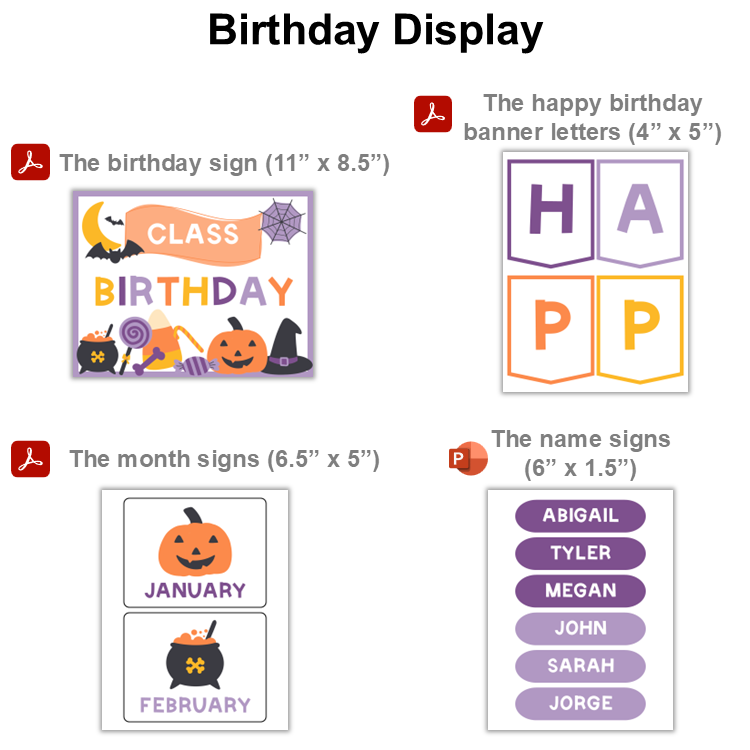 Birthday Display - Purple Halloween | Editable