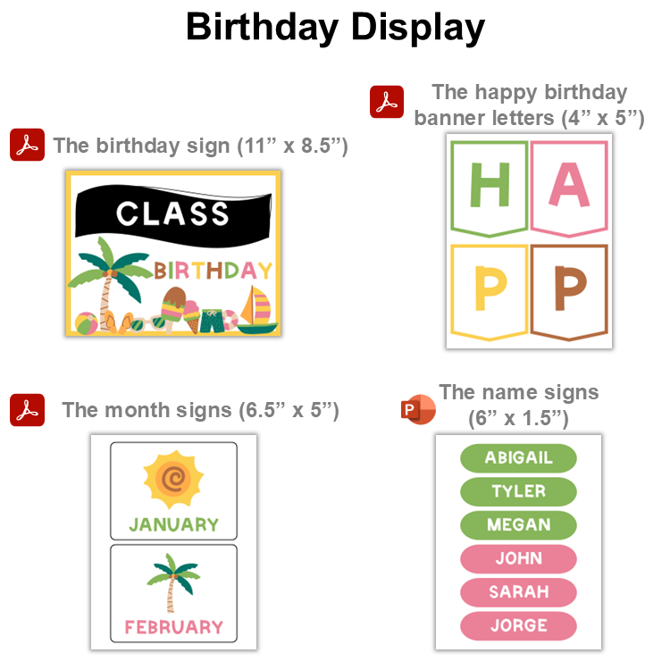 Birthday Display - Hello Summer | Editable