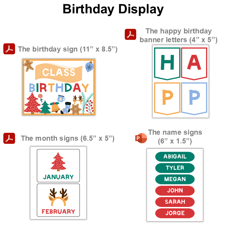Birthday Display - Bright Christmas | Editable