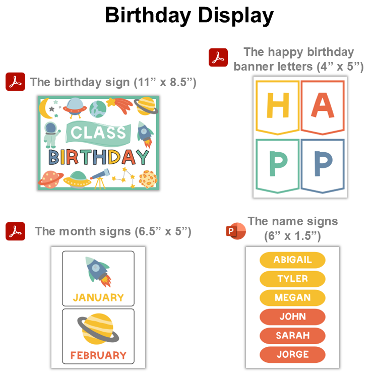 Birthday Display - Space | Editable