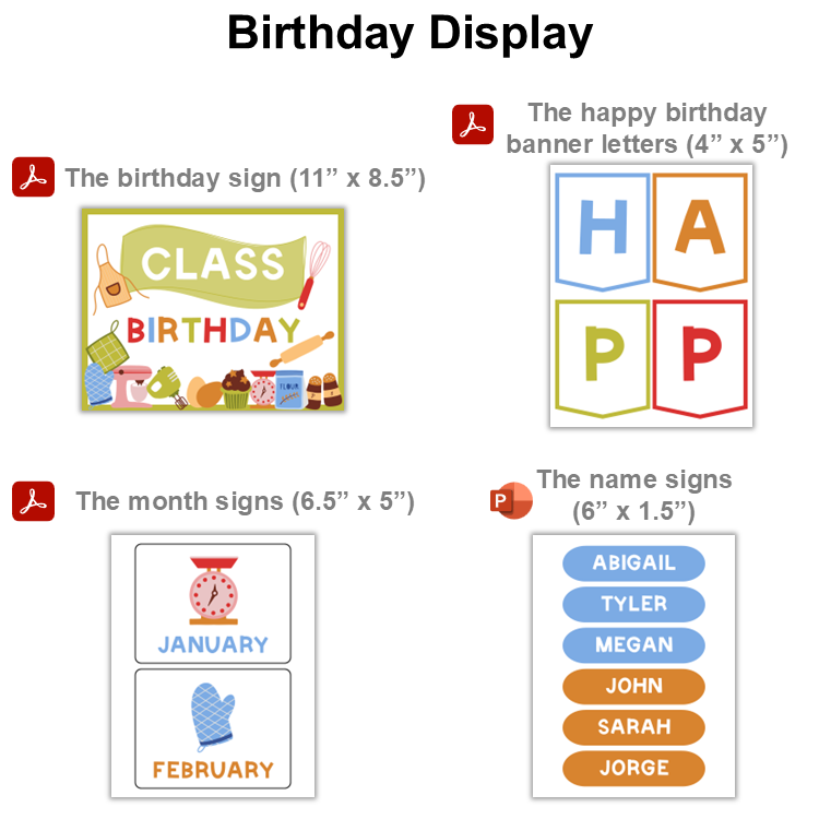 Birthday Display - Colorful Baking | Editable