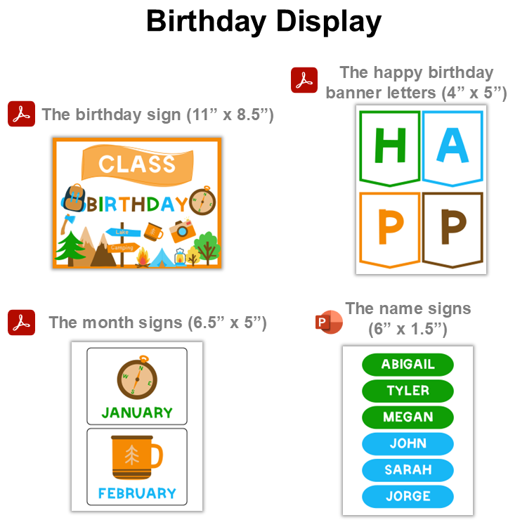 Birthday Display - Camping | Editable