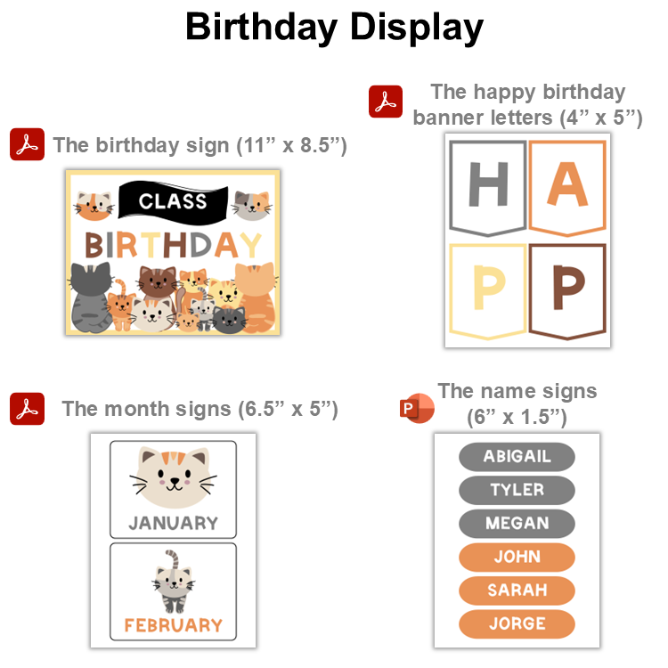 Birthday Display - Little Cat | Editable