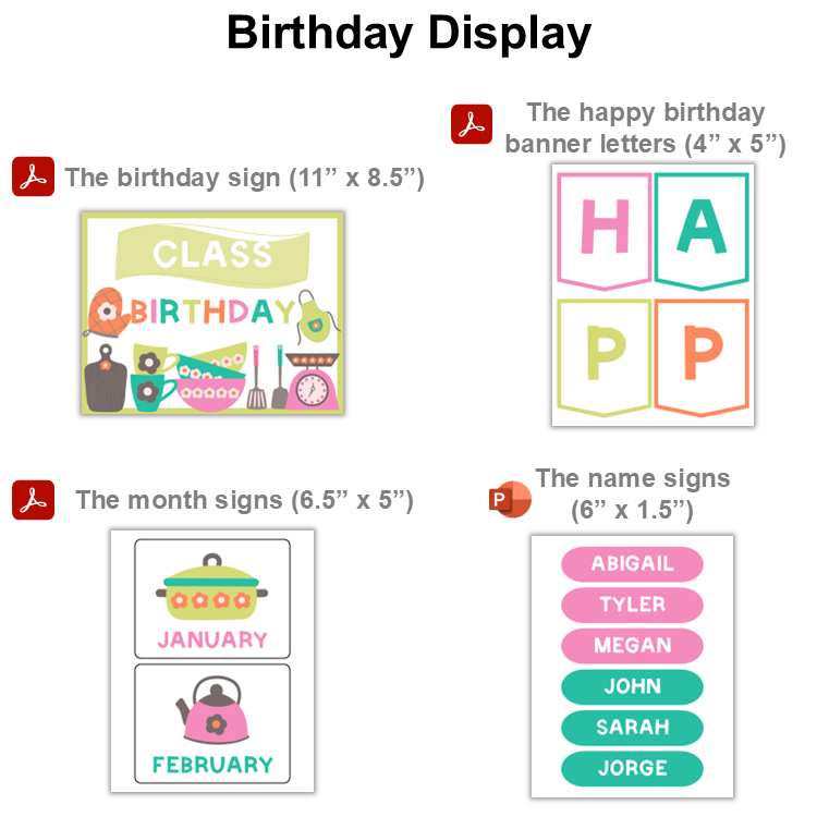 Birthday Display - Kitchen Utensils | Editable