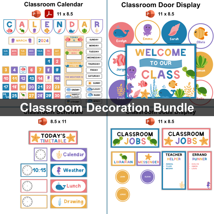 Classroom Decor Bundle - Under the Sea | Editable