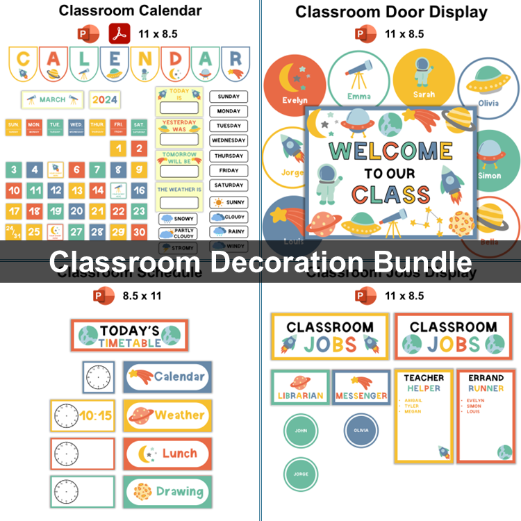 Classroom Decor Bundle - Space | Editable