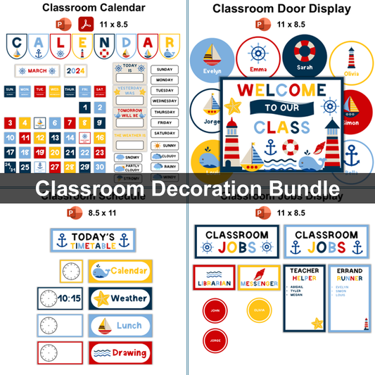 Classroom Decor Bundle - Nautical | Editable