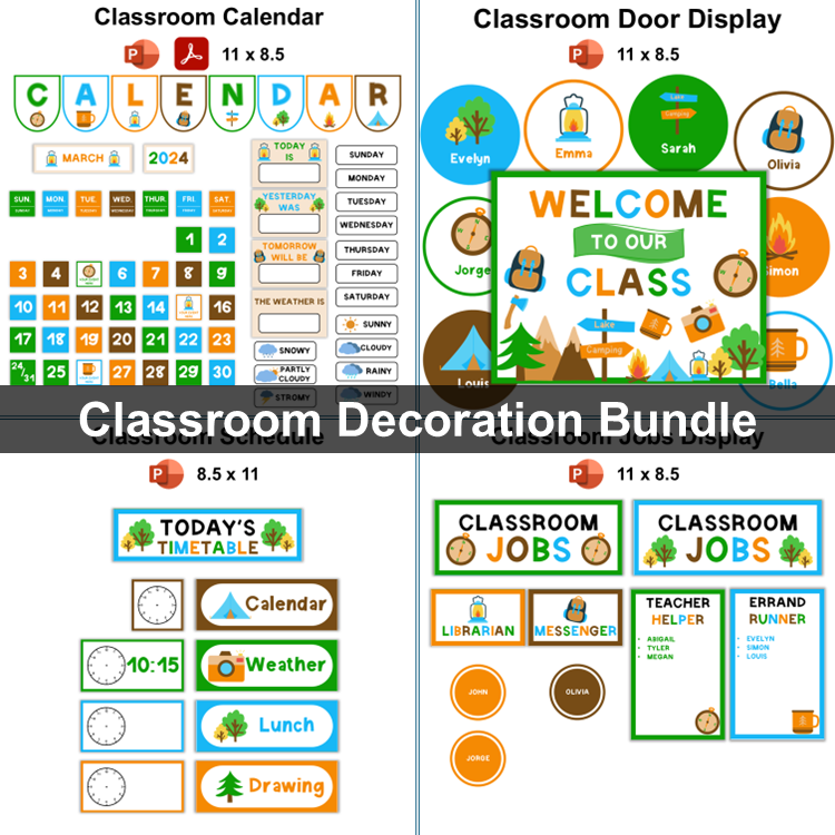 Classroom Decor Bundle - Camping | Editable