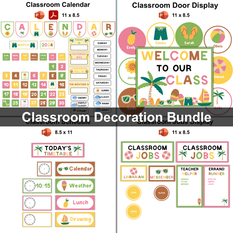 Classroom Decor Bundle - Hello Summer | Editable