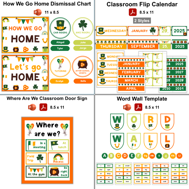 Classroom Decor Bundle - St. Patrick's Day | Editable