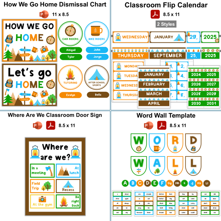 Classroom Decor Bundle - Camping | Editable