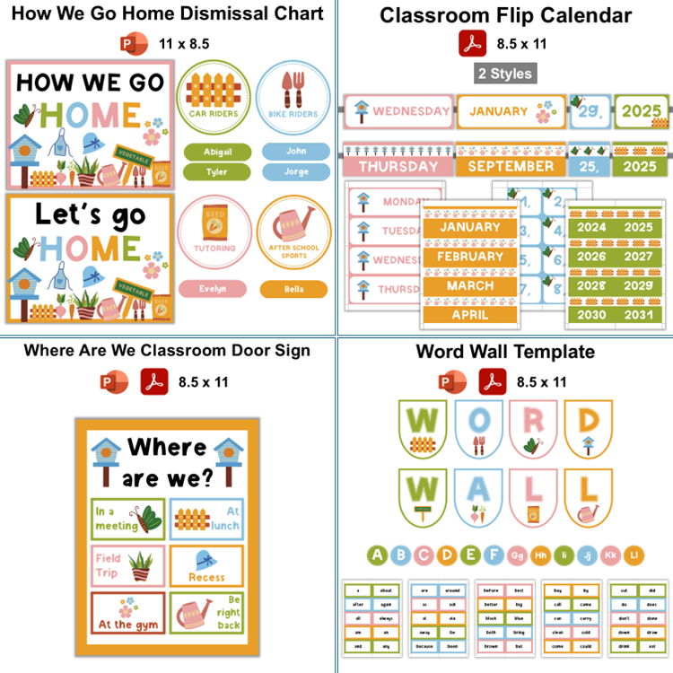 Classroom Decor Bundle - Spring Garden | Editable