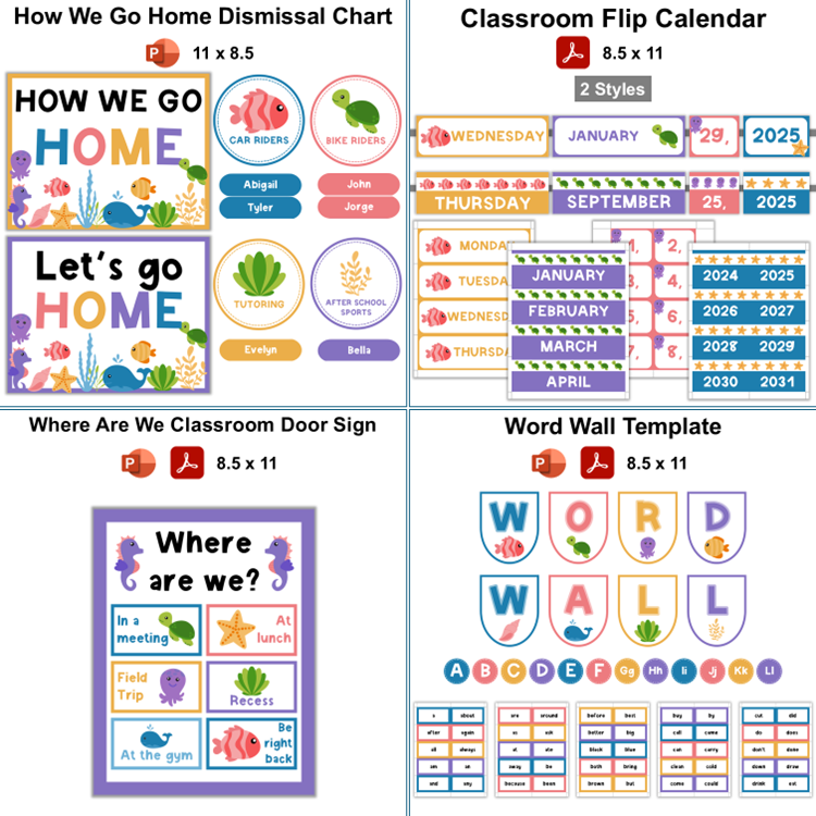 Classroom Decor Bundle - Under the Sea | Editable