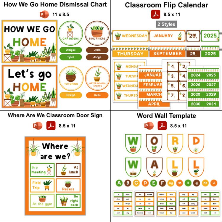 Classroom Decor Bundle - Indoor Plants | Editable