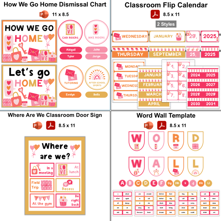 Classroom Decor Bundle - Pink Valentine | Editable