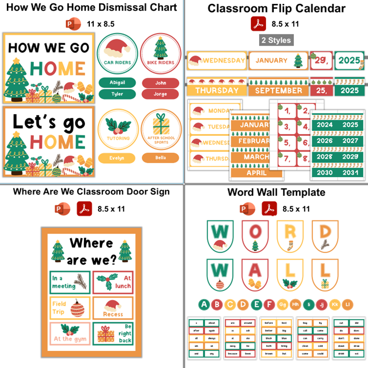 Classroom Decor Bundle - Cute Christmas | Editable