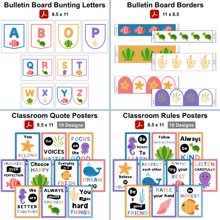 Classroom Decor Bundle - Under the Sea | Editable