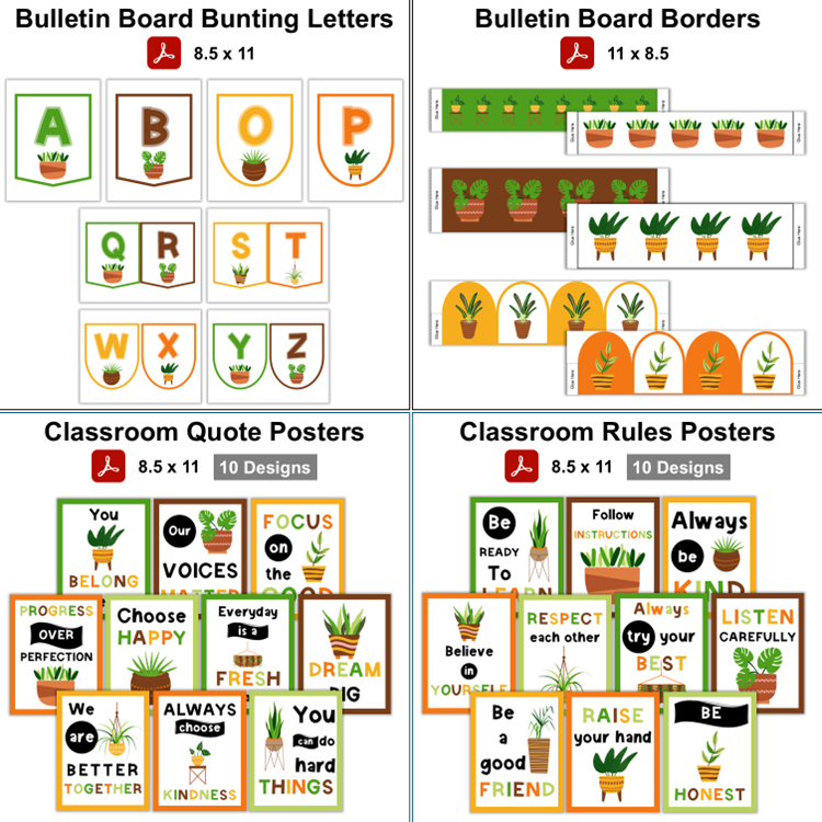Classroom Decor Bundle - Indoor Plants | Editable